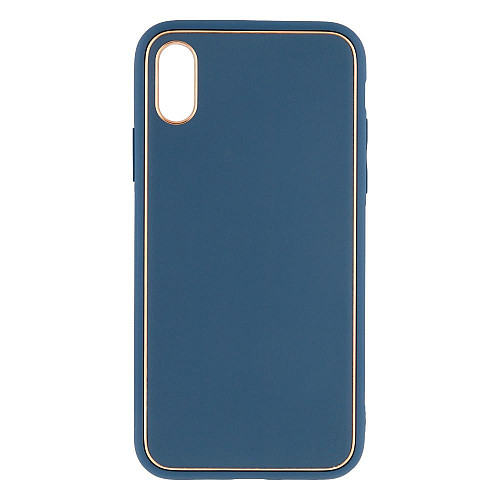 Чехол Leather Case Gold with Frame для Apple iPhone Xs Navy Blue