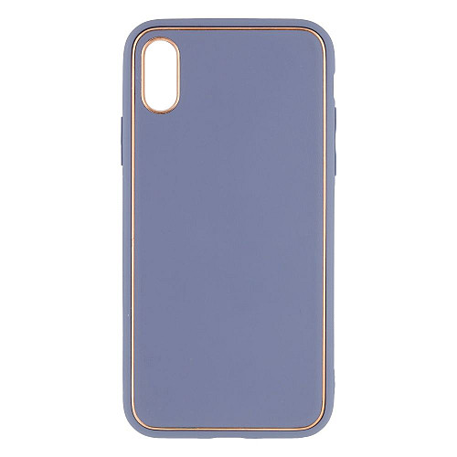 Чехол Leather Case Gold with Frame для Apple iPhone Xs Сірий Ліловий
