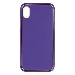 Чехол Leather Case Gold with Frame для Apple iPhone Xs Purple