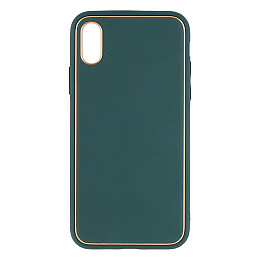 Чехол Leather Case Gold with Frame для Apple iPhone Xs Dark Green