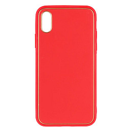 Чехол Leather Case Gold with Frame для Apple iPhone Xs Red