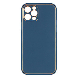 Чехол Leather Case Gold with Frame для Apple iPhone 12 6,1 дюйма Navy Blue