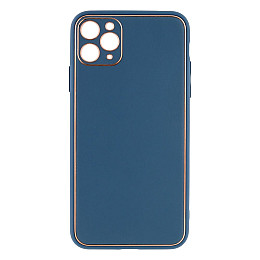 Чехол Leather Case Gold with Frame для Apple iPhone 11 Pro Max Navy Blue