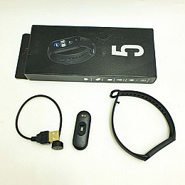 Умный фитнес браслет трекер UKC с пульсометром шагомером Smart band M5 черный