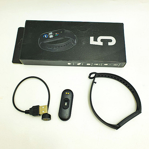 Умний фітнес браслет трекер UKC з пульсометром крокоміром Smart band M5 чорний