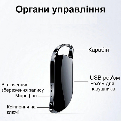 Мини диктофон брелок с активацией голосом Nectronix V11 16 Гб Черный (100830-16)