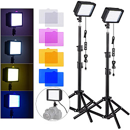 Комплект освещения из 2-х светодиодных LED панелей со штативами Andoer VLK-02 Черный