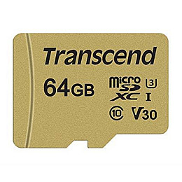 Карта пам'яті MicroSDXC 64GB UHS-I/U3 Class 10 Transcend 500S SD-адаптер (TS64GUSD500S)