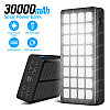 УМБ Power Bank Solar 30000 mAh + ліхтарик з сонячною панеллю PS-900 Влагозахищений Чорний (PS-90030)