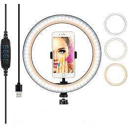 Кольцева світлодіодна LED лампа RIAS LC-666 26см з тримачем управління на проводі (2_009683)