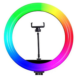 Кольцевая светодиодная LED лампа RIAS MJ38 RGB 38см Разноцветная с держателем USB управление на проводе