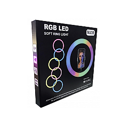 Кольцева світлодіодна LED лампа RIAS MJ38 RGB 38см Різнокольорова з тримачем USB управління на проводі