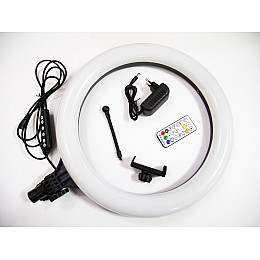 Кольцева світлодіодна LED лампа RIAS MJ38 RGB 38см Різнокольорова з тримачем USB управління на проводі