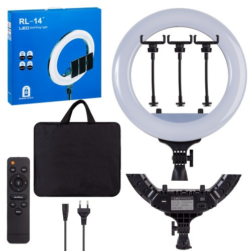 Кольцевая светодиодная LED лампа RIAS RL-14 36см на 3 держателя с пультом ДУ и чехлом (4_00544)