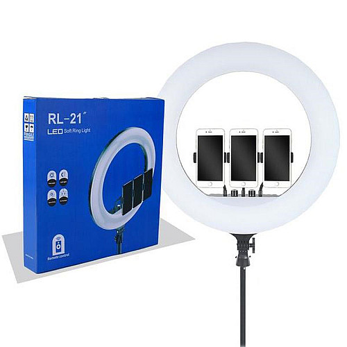 Кольцевая светодиодная LED лампа RIAS RL-21 54см на 3 держателя с пультом ДУ и чехлом (4_00543)