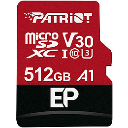Карта пам'яті MicroSDXC 512GB UHS-I/U3 Class 10 Patriot EP A1 R90/W80MB/s SD-адаптер (PEF512GEP31MCX)