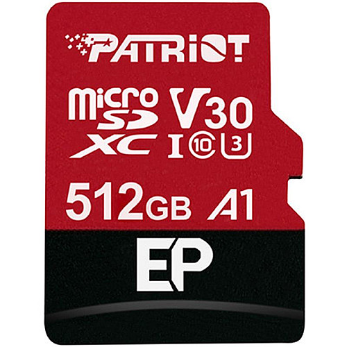 Карта пам'яті MicroSDXC 512GB UHS-I/U3 Class 10 Patriot EP A1 R90/W80MB/s SD-адаптер (PEF512GEP31MCX)