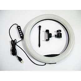 Кольцева світлодіодна LED лампа RIAS MJ33 RGB 33см Різнокольорова з тримачем USB управління на проводі