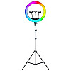 Кольцевая светодиодная LED лампа RIAS MJ18 RGB 45см Разноцветная на 3 держателя USB управление на проводе