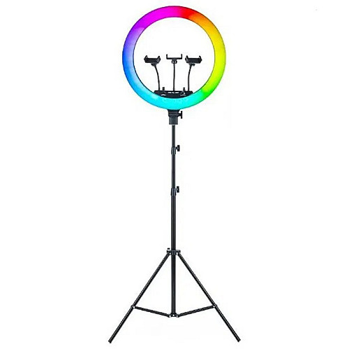 Кольцевая светодиодная LED лампа RIAS MJ18 RGB 45см Разноцветная на 3 держателя USB управление на проводе