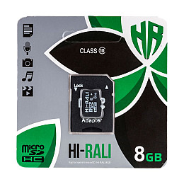 Карта пам'яті з адаптером Hi-Rali Micro SDHC 8gb UHS-1 Class 10 Чорний