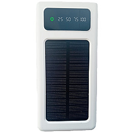 УМБ Power Bank Solar 30000mAh повербанк 4 в 1 с солнечной панелью, экраном, фонариком White (11230-hbr)
