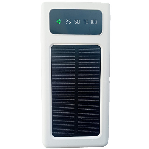 УМБ Power Bank Solar 30000mAh повербанк 4 в 1 с солнечной панелью, экраном, фонариком White (11230-hbr)