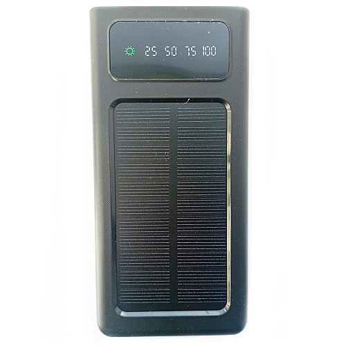 УМБ Power Bank Solar 50000mAh повербанк 4 в 1 з сонячною панеллю, екраном, ліхтариком Black (11222-hbr)