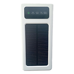 УМБ Power Bank Solar 50000mAh повербанк 4 в 1 с солнечной панелью, экраном, фонариком White (11223-hbr)
