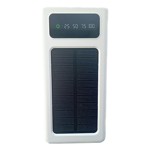 УМБ Power Bank Solar 50000mAh повербанк 4 в 1 с солнечной панелью, экраном, фонариком White (11223-hbr)