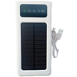 УМБ Power Bank Solar 50000mAh повербанк 4 в 1 с солнечной панелью, экраном, фонариком White (11223-hbr)