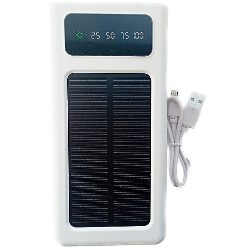 УМБ Power Bank Solar 50000mAh повербанк 4 в 1 с солнечной панелью, экраном, фонариком White (11223-hbr)