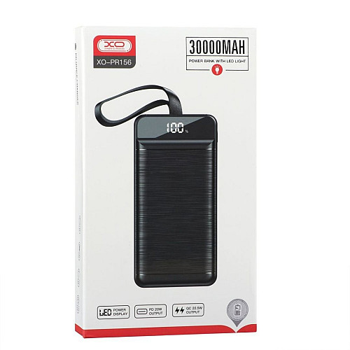 Універсальний мобільний акумулятор XO PR156 PD20W+QC22.5W 30000 mAh Чорний (MAW-45516_1547)