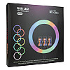 Кольцевая RGB LED лампа MJ56 56cm для селфи с 3 держателями и пультом Черный