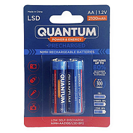 Акумулятор Quantum 2100mAh AA Ni-MH з низьким саморазрядом (LSD) 2шт/уп blister