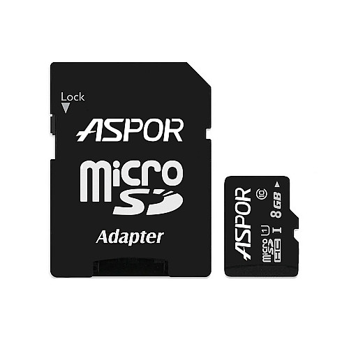 Карта памяти Aspor MicroSDHC 8GB UHS-I (Class 10)+SD adapter
