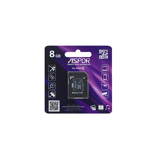 Карта памяти Aspor MicroSDHC 8GB UHS-I (Class 10)+SD adapter