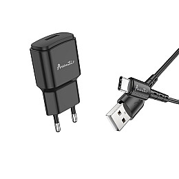 Сетевое зарядное устройство Avantis A480 Orion (1USB/2.1A) + USB кабель Type-C- черный