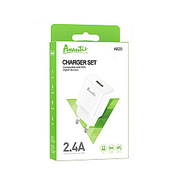 Сетеве зарядний пристрій для Avantis A820 (1USB/2.4A) - білий