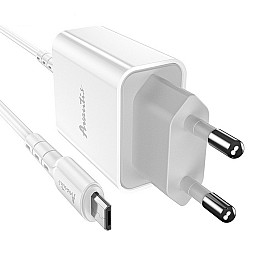 Сетеве зарядний пристрій Avantis A825 (1USB/2.1A) + USB кабель Micro-білий