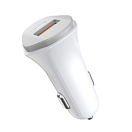 Автомобільне зарядне пристрій Aspor A901 (QC3.0/18W) LED + USB кабель Type-C - білий
