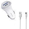 Автомобильное зарядное устройство Aspor A903 (2USB/3.4A) + USB кабель Type-C- белый