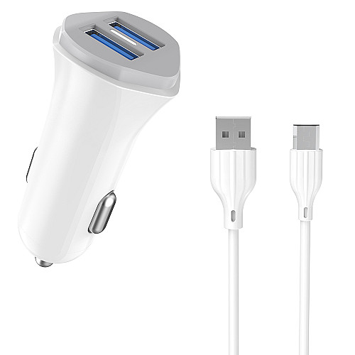 Автомобильное зарядное устройство Aspor A903 (2USB/3.4A) + USB кабель Micro- белый