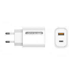 Сетеве зарядний пристрій Aspor A806 Fast Charger (USB/USB-C/3A/33W) - білий