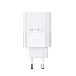 Сетеве зарядний пристрій Aspor A851 Universal Travel Charge (USB/USB-C/3A/65W) - білий
