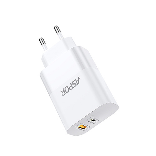Сетевое зарядное устройство Aspor A851 Universal Travel Charge (USB/USB-C/3A/65W)- белый