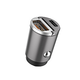 Автомобільне зарядне пристрій Aspor A908 Mini Metal (USB/USB-C/4.8A/30W) - графітове