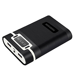 Корпус УМБ для акумуляторів 4x18650 max 12800mA USB Type-C з ліхтариком Чорний (4x18650 Black) Power