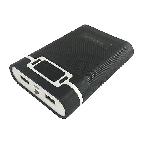 Корпус УМБ для аккумуляторов 4x18650 max 12800mA USB Type-C с фонариком Черный (4x18650 Black) Power