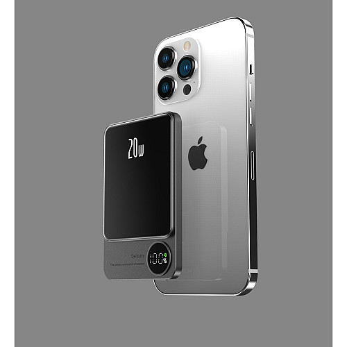 УМБ магнитная Mag Save с беспроводной зарядкой 10000 mAh 20 Вт для iPhone Серый (Q920WPlus) Power